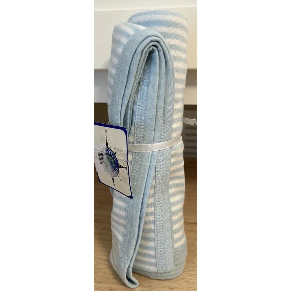 New UNC Tar Heels Nursery Crib Blanket with Logo Blue White Stripe Baby Boy